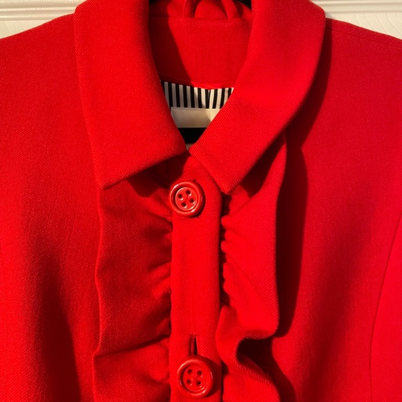Kate Spade Red Ruffle Lined Coat - Picture 2 of 5